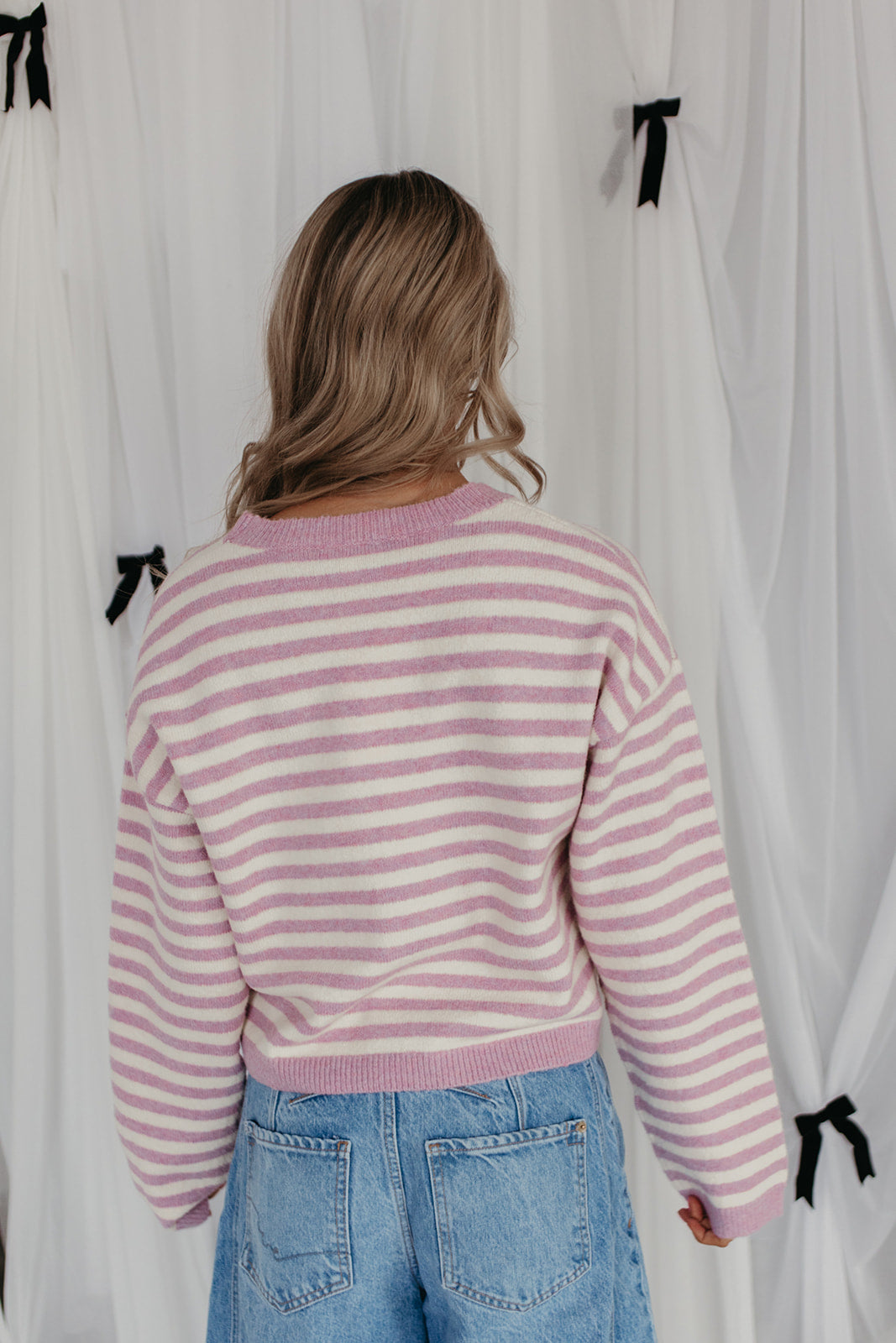 THE JEMMA STRIPED SWEATER IN VIOLET