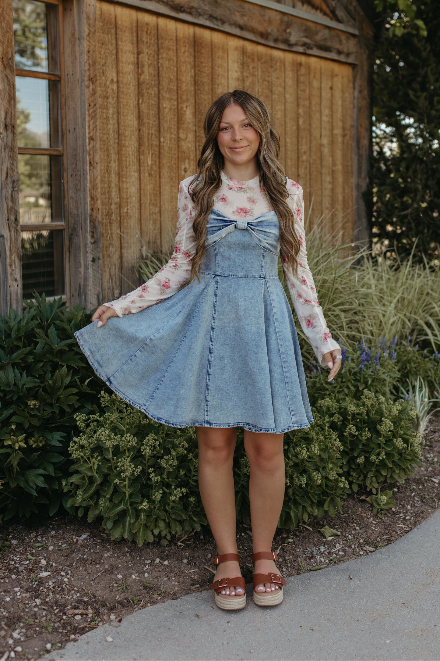 THE BAYLOR DENIM BOW DRESS