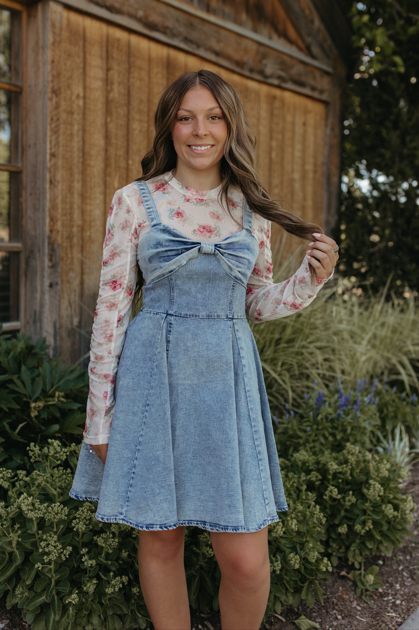 THE BAYLOR DENIM BOW DRESS