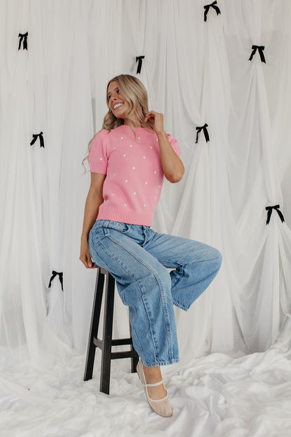 THE PEYTON POLKA DOT SWEATER IN PINK
