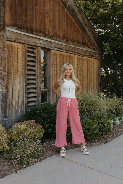 THE NICOLE GINGHAM PANTS IN RED