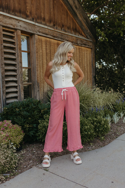 THE NICOLE GINGHAM PANTS IN RED