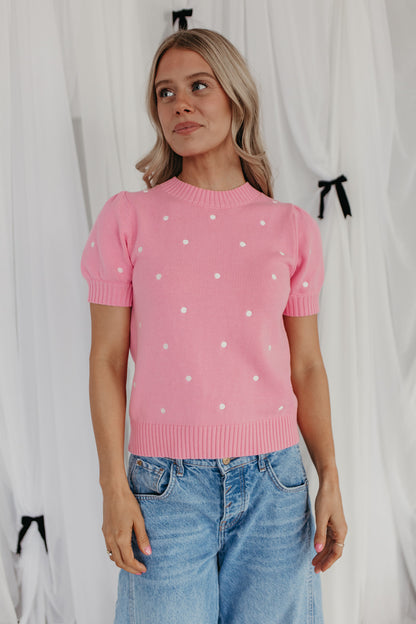 THE PEYTON POLKA DOT SWEATER IN PINK