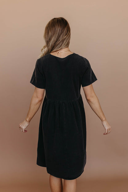 THE BRONTE BUTTON FRONT DRESS IN BLACK