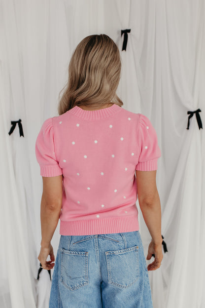 THE PEYTON POLKA DOT SWEATER IN PINK