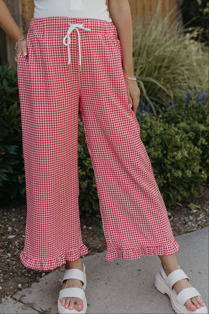 THE NICOLE GINGHAM PANTS IN RED