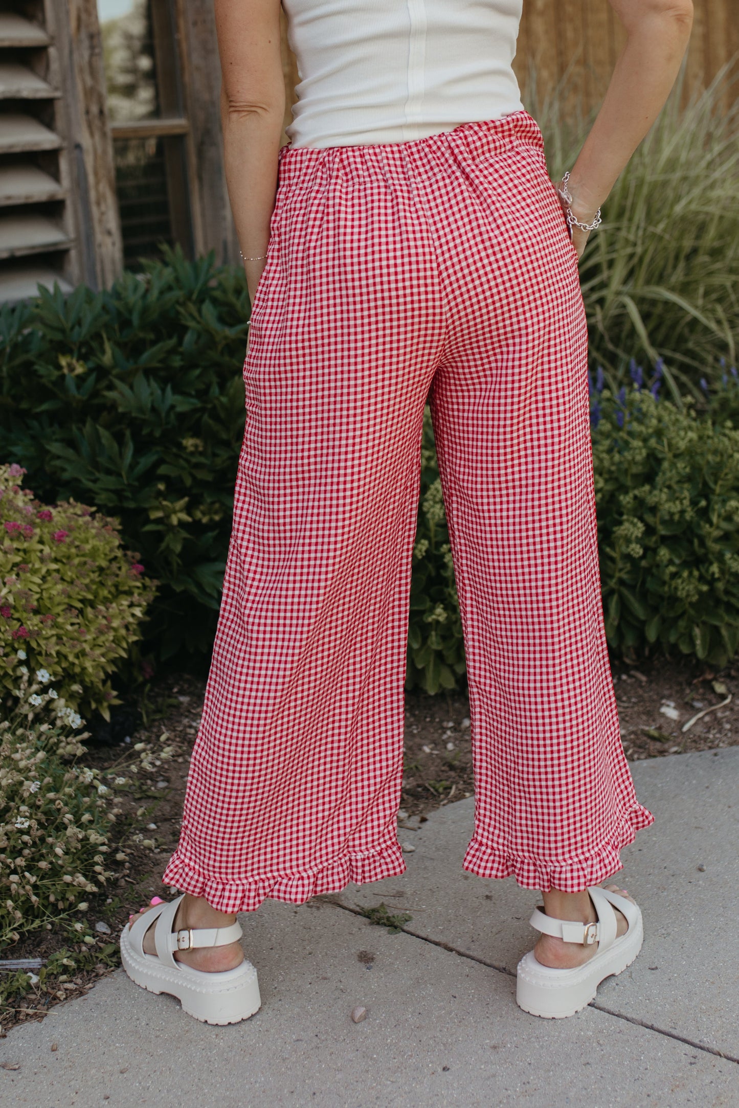 THE NICOLE GINGHAM PANTS IN RED