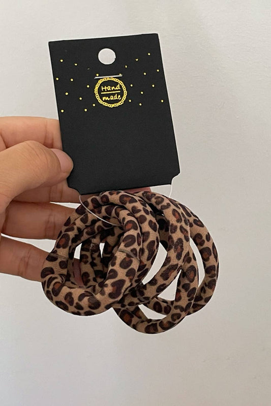 THE ZAINAB LEOPARD HAIR TIE SET IN COFFEE