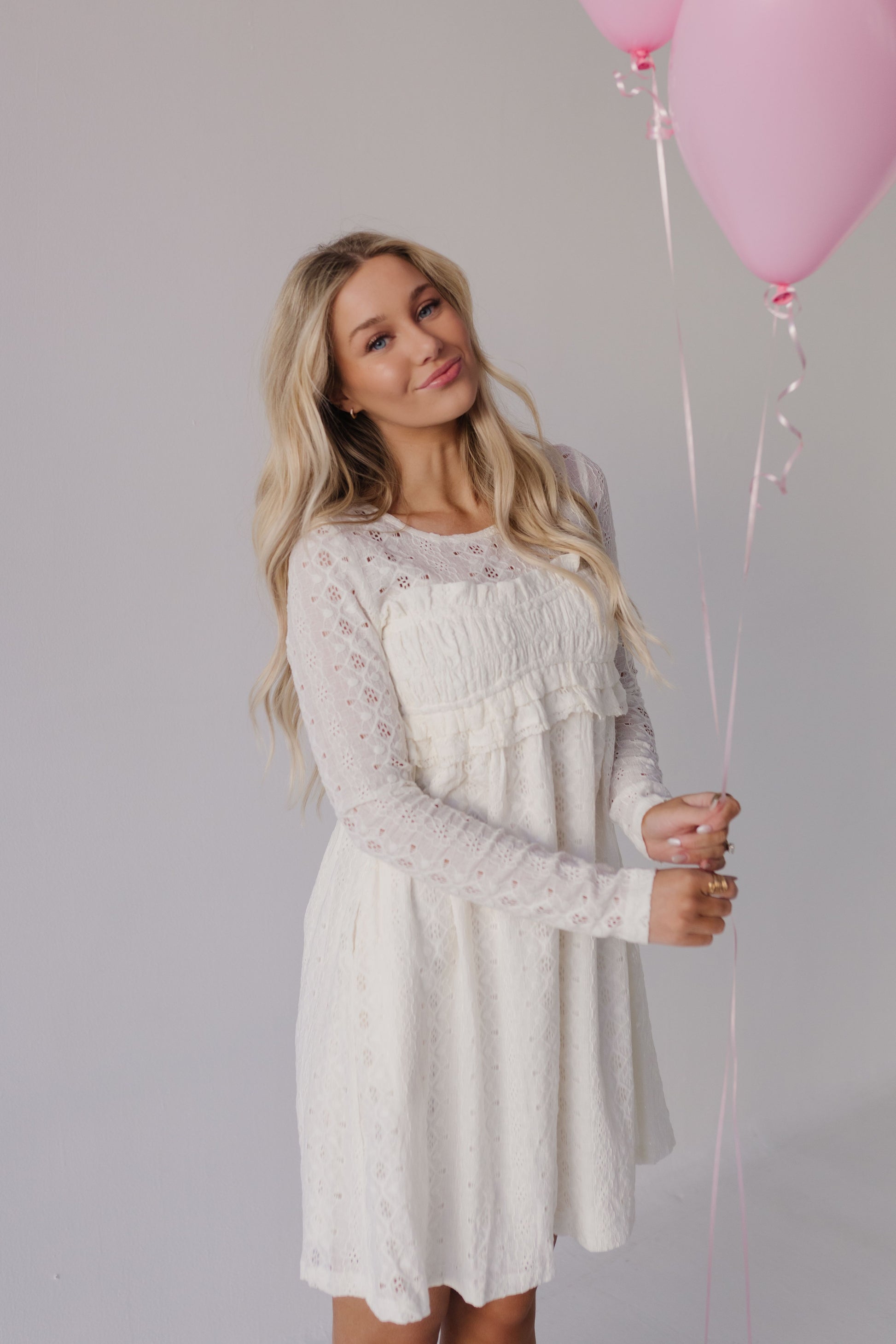 THE CALIANA CROCHET MINI BABYDOLL DRESS IN CREAM Pink Desert THE CALIANA CROCHET MINI BABYDOLL DRESS IN CREAM Pink Desert