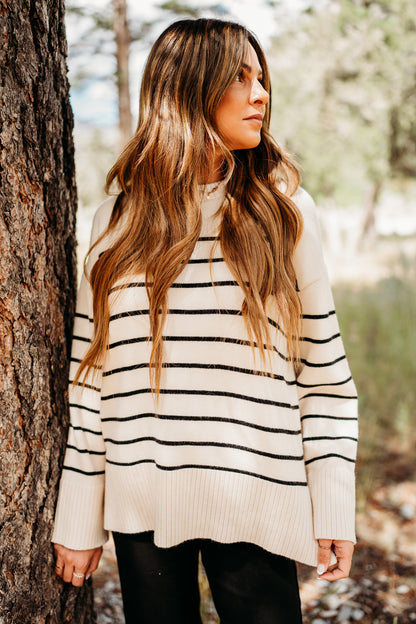 THE SACRAMENTO STRIPED SWEATER IN IVORY