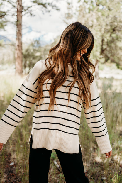 THE SACRAMENTO STRIPED SWEATER IN IVORY