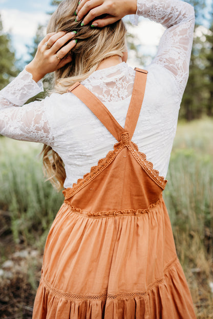 THE SERAPHINA OVERALL DRESS IN SEPIA