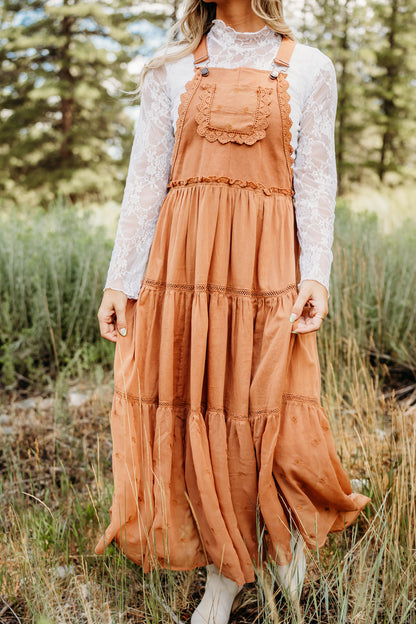 THE SERAPHINA OVERALL DRESS IN SEPIA