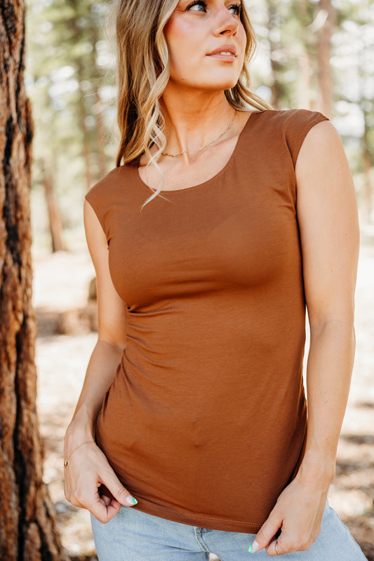 THE LAYERING TEE IN GINGER SNAP BY MIKAROSE
