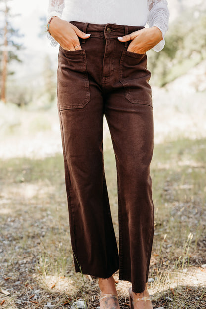 THE EVERLY HIGH RISE WIDE LEG JEANS IN ESPRESSO