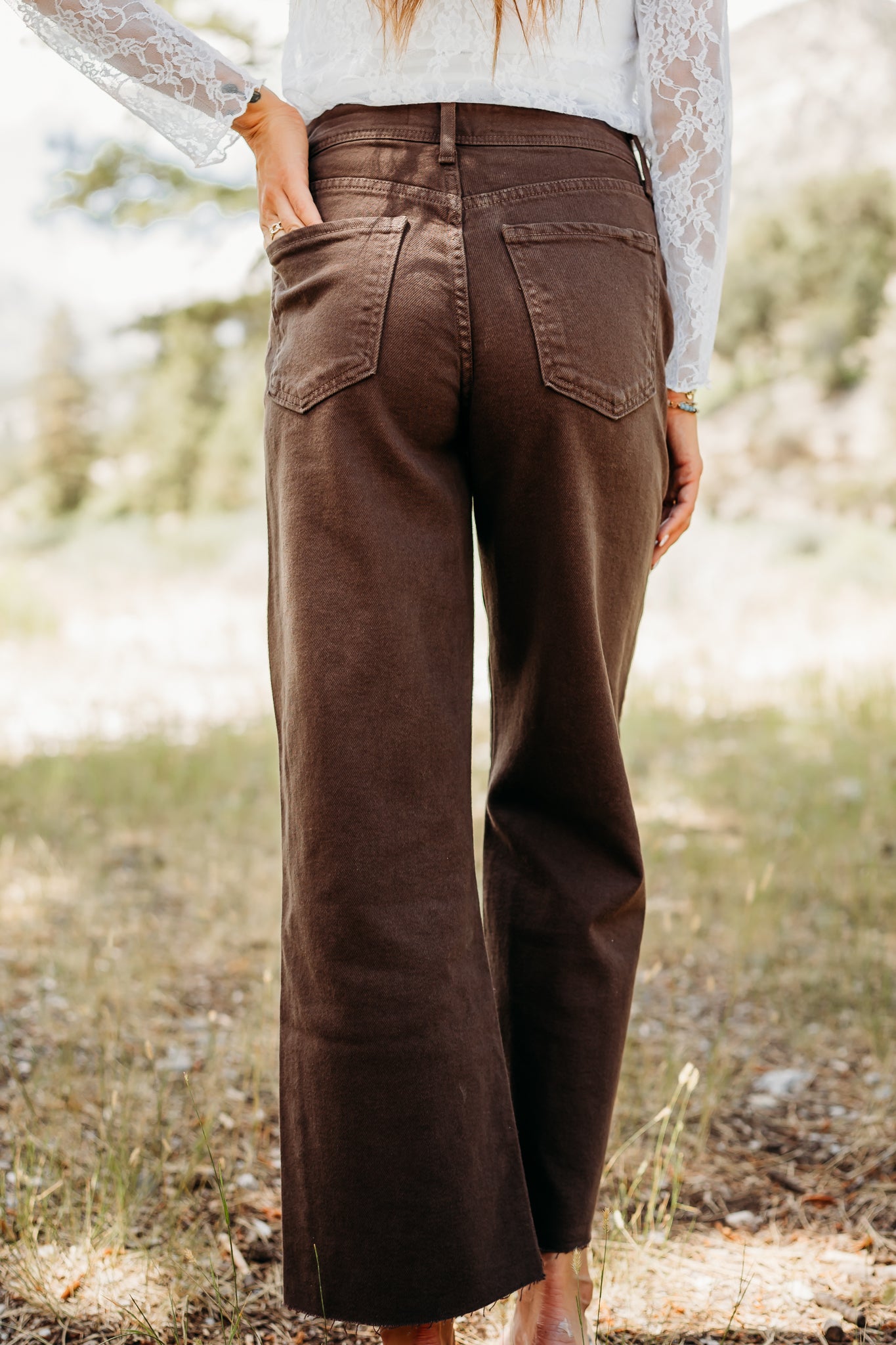 THE EVERLY HIGH RISE WIDE LEG JEANS IN ESPRESSO