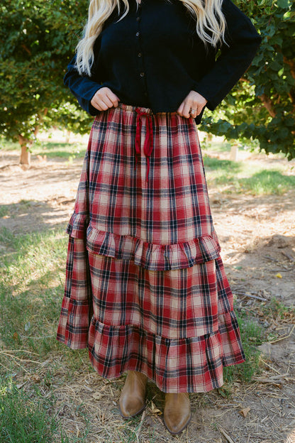THE GRACIE TIERED SKIRT IN RED PLAID