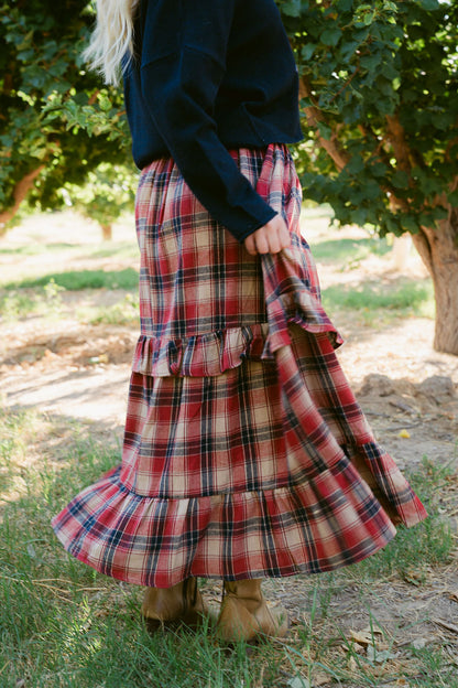 THE GRACIE TIERED SKIRT IN RED PLAID