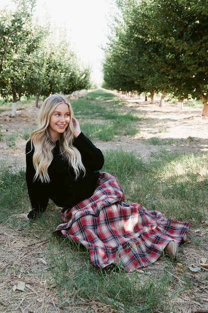 THE GRACIE TIERED SKIRT IN RED PLAID