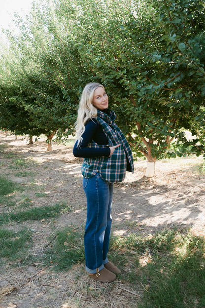 THE KATHIE QUILTED VEST IN GREEN PLAID