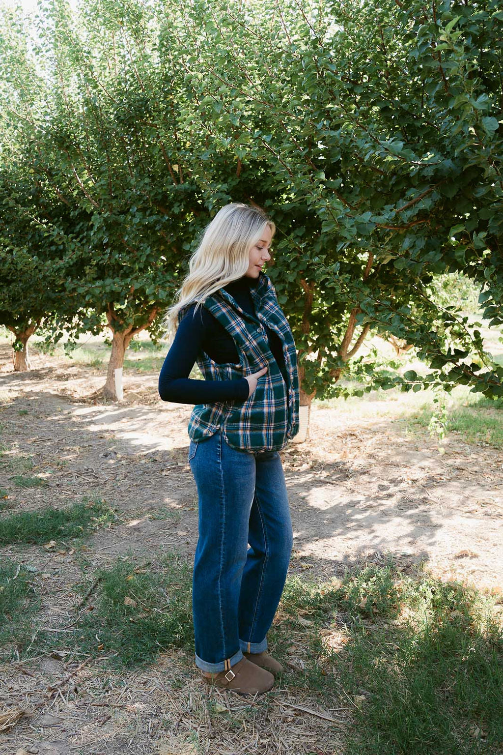 THE KATHIE QUILTED VEST IN GREEN PLAID