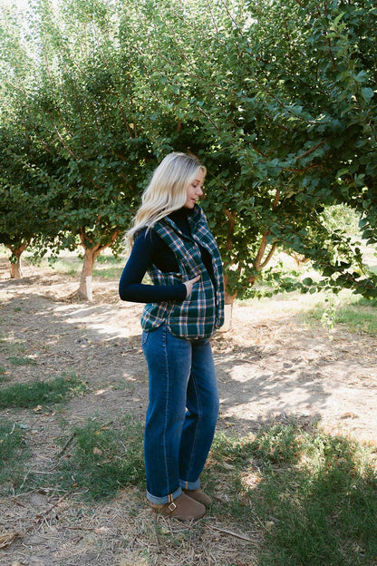 THE KATHIE QUILTED VEST IN GREEN PLAID