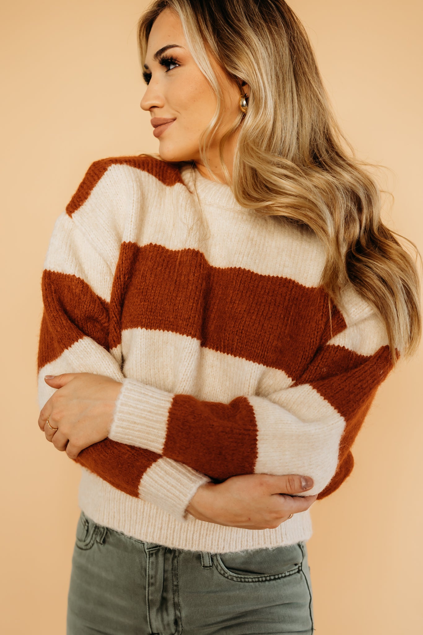 Camel striped sweater | PINK DESERT