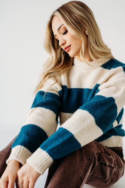Cream stripe oversize sweater | PINK DESERT