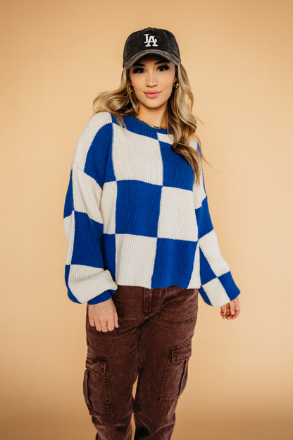 Cool girl checkered boxy sweater | PINK DESERT