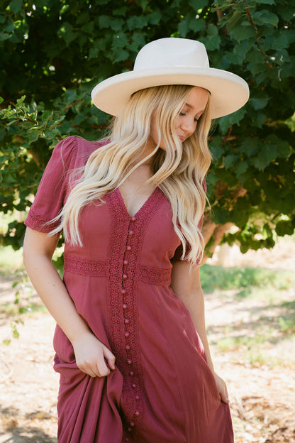 THE ROSEMARIE BUTTON MAXI IN RED
