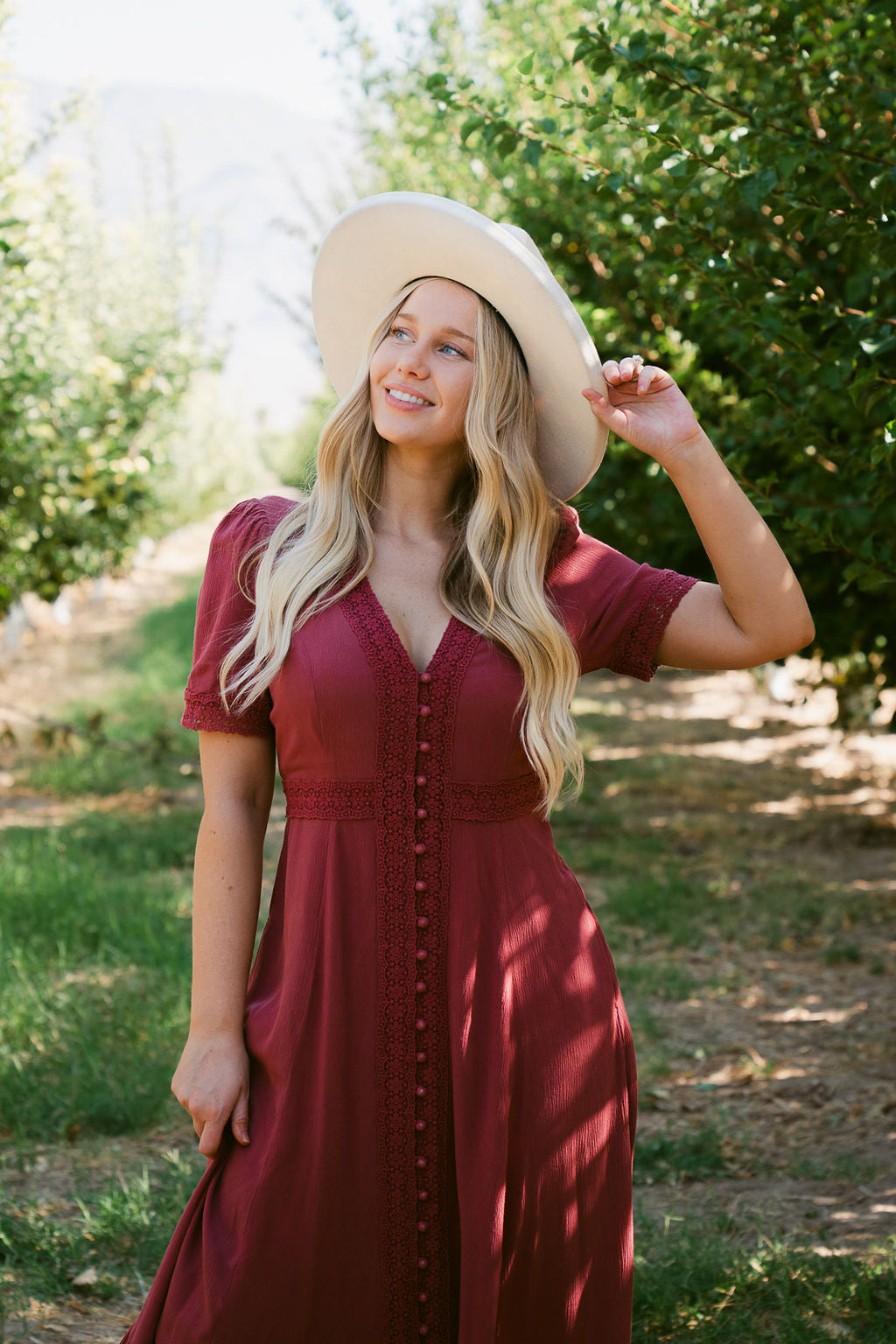 THE ROSEMARIE BUTTON MAXI IN RED
