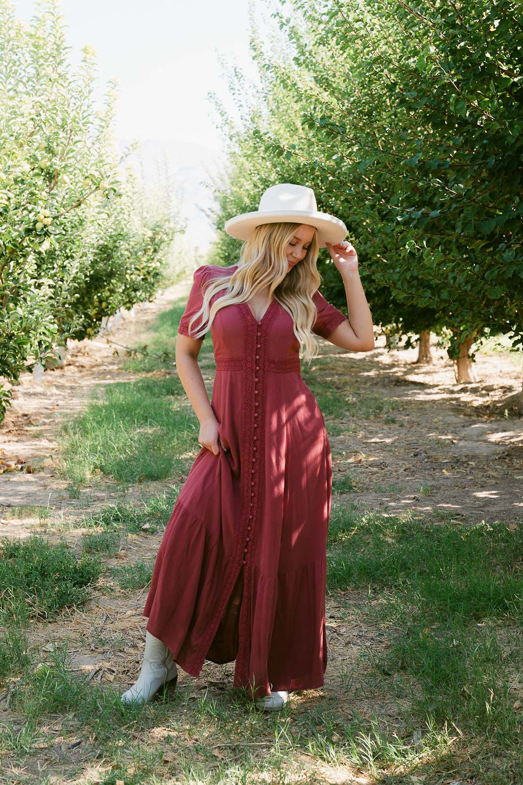 THE ROSEMARIE BUTTON MAXI IN RED