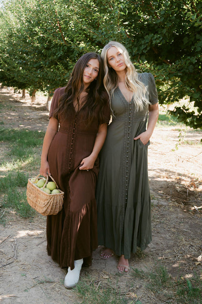 THE ROSEMARIE BUTTON MAXI IN MOCHA