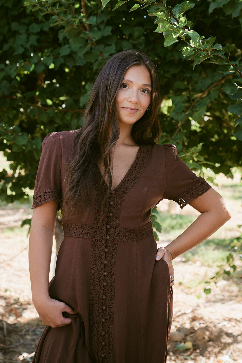 THE ROSEMARIE BUTTON MAXI IN MOCHA