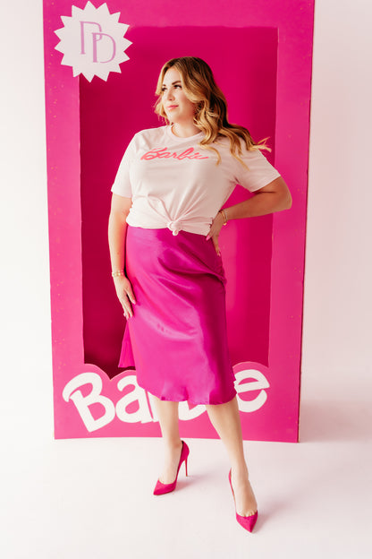 THE BARBIE LOGO GRAPHIC TEE IN PINK