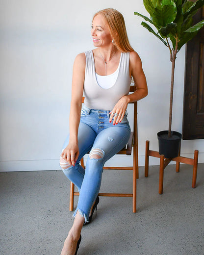 THE HALFTEE CLASSIC WIDE STRAP TANK HALFTEE IN WHITE
