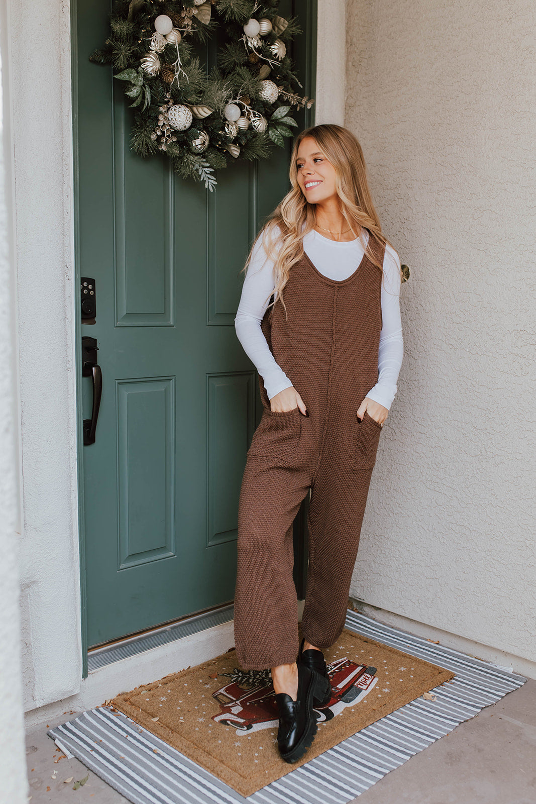 THE HARTLEY SWEATER JUMPSUIT IN BROWN