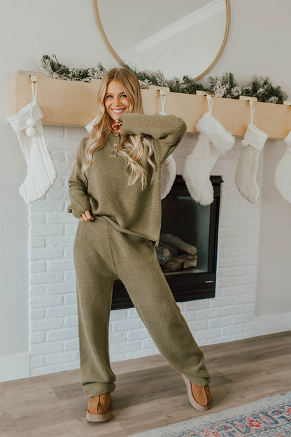 THE HENLEY SWEATER SET IN OLIVE