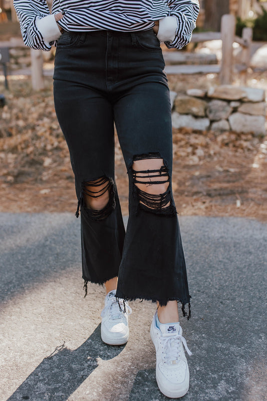 THE 90'S FLARE JEANS IN BLACK BY VERVET