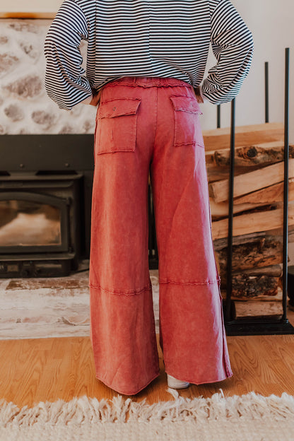 THE MISSY MINERAL WASHED PANTS IN CHERRY