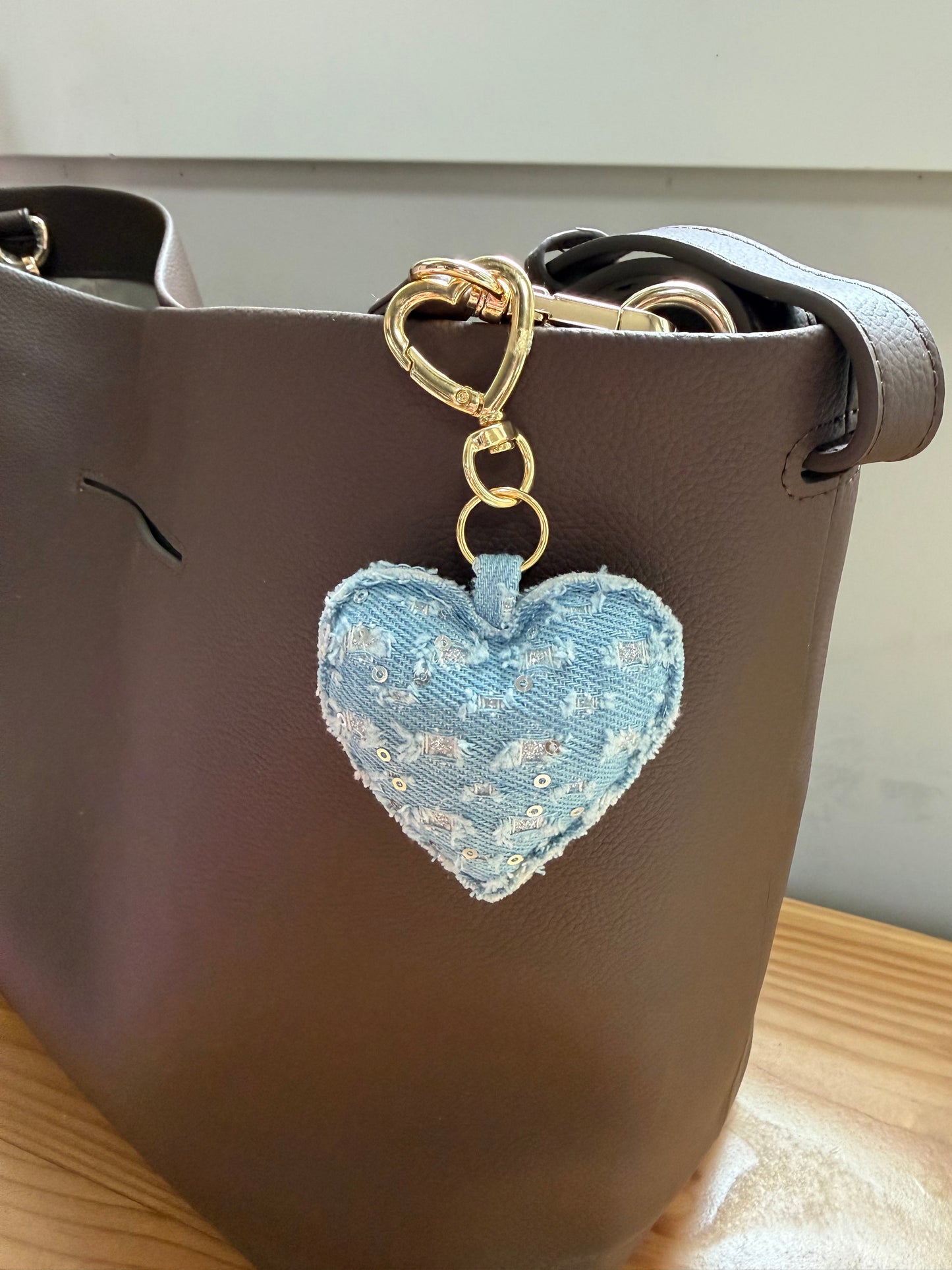 THE DENIM HEART BAG CHARM
