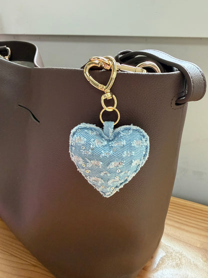 THE DENIM HEART BAG CHARM