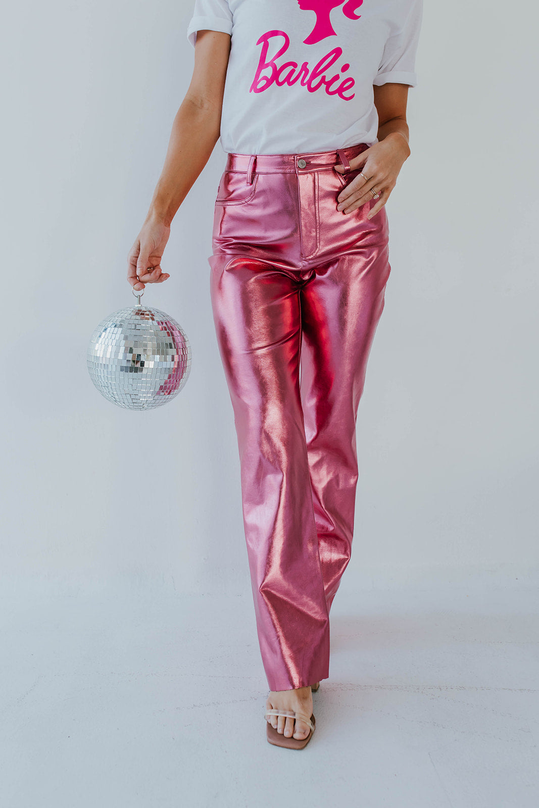 Stand A Chance - Pink Faux Leather Wide-Leg Trousers – DLSB