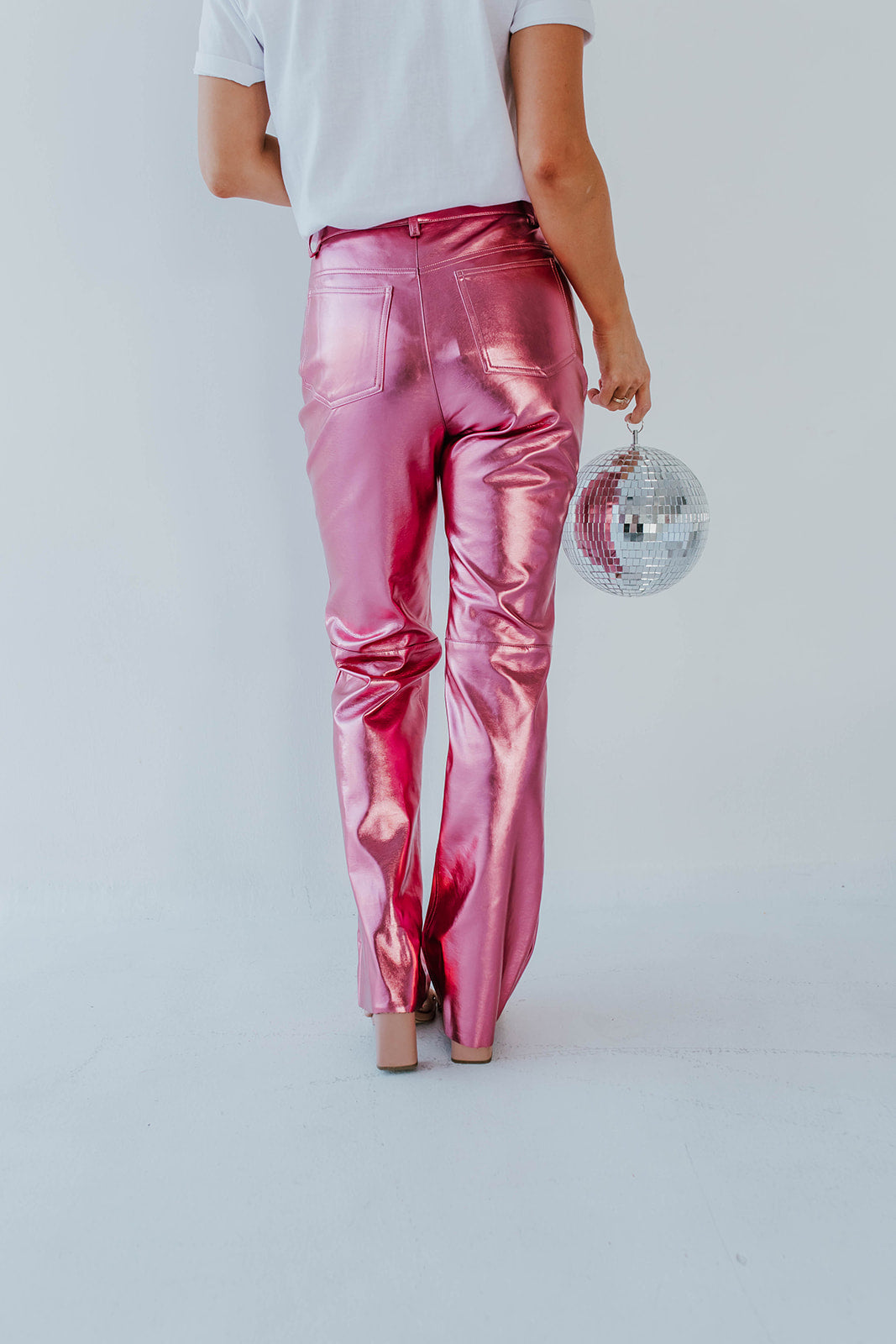 DAYTIME DISCO FAUX LEATHER LEGGING in pink