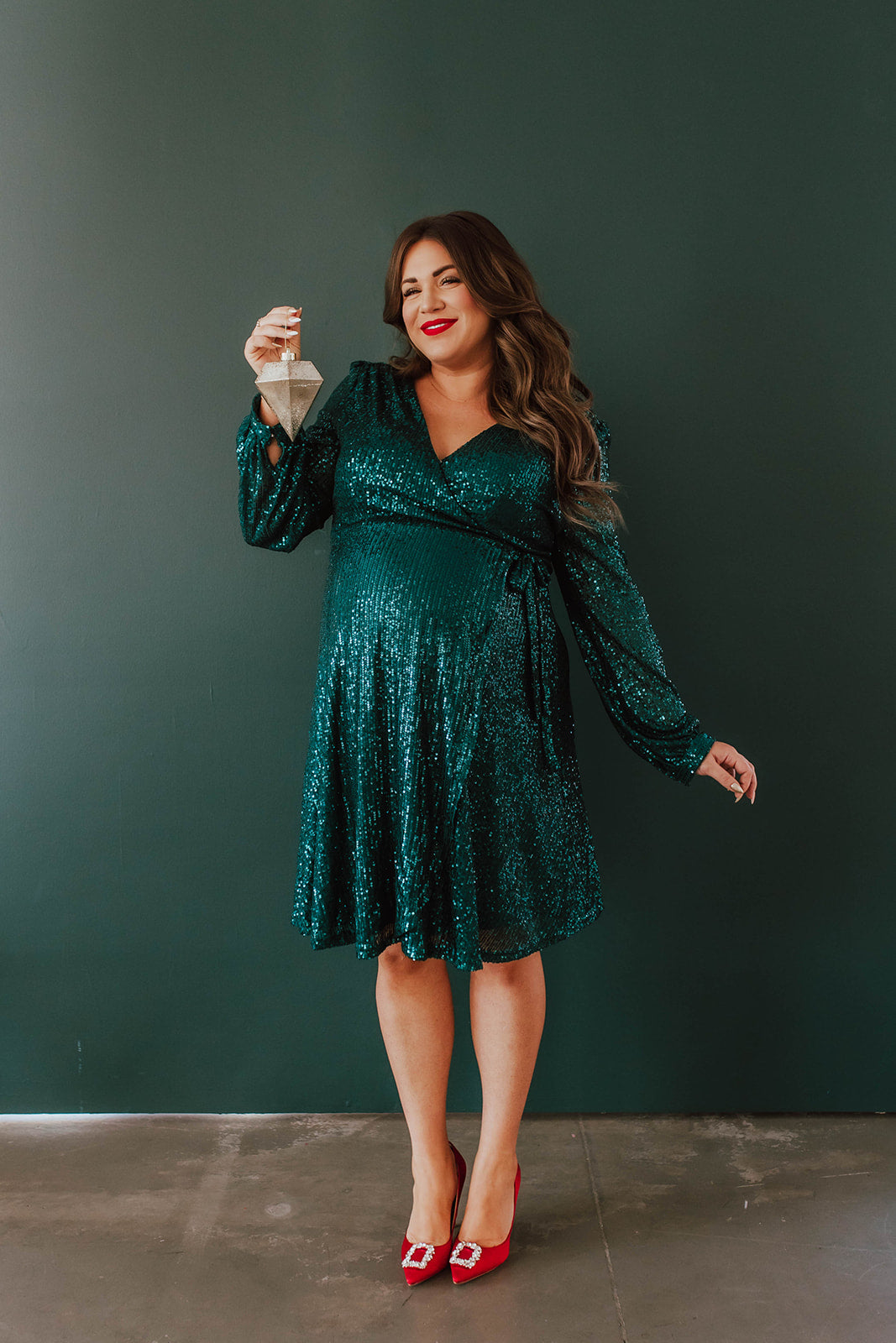 THE SPARKLY SEQUIN WRAP DRESS IN HUNTER GREEN BY SARAH TRIPP X PINK DESERT XXX-Large THE SPARKLY SEQUIN WRAP DRESS IN HUNTER GREEN BY SARAH TRIPP X PINK DESERT XXX-Large