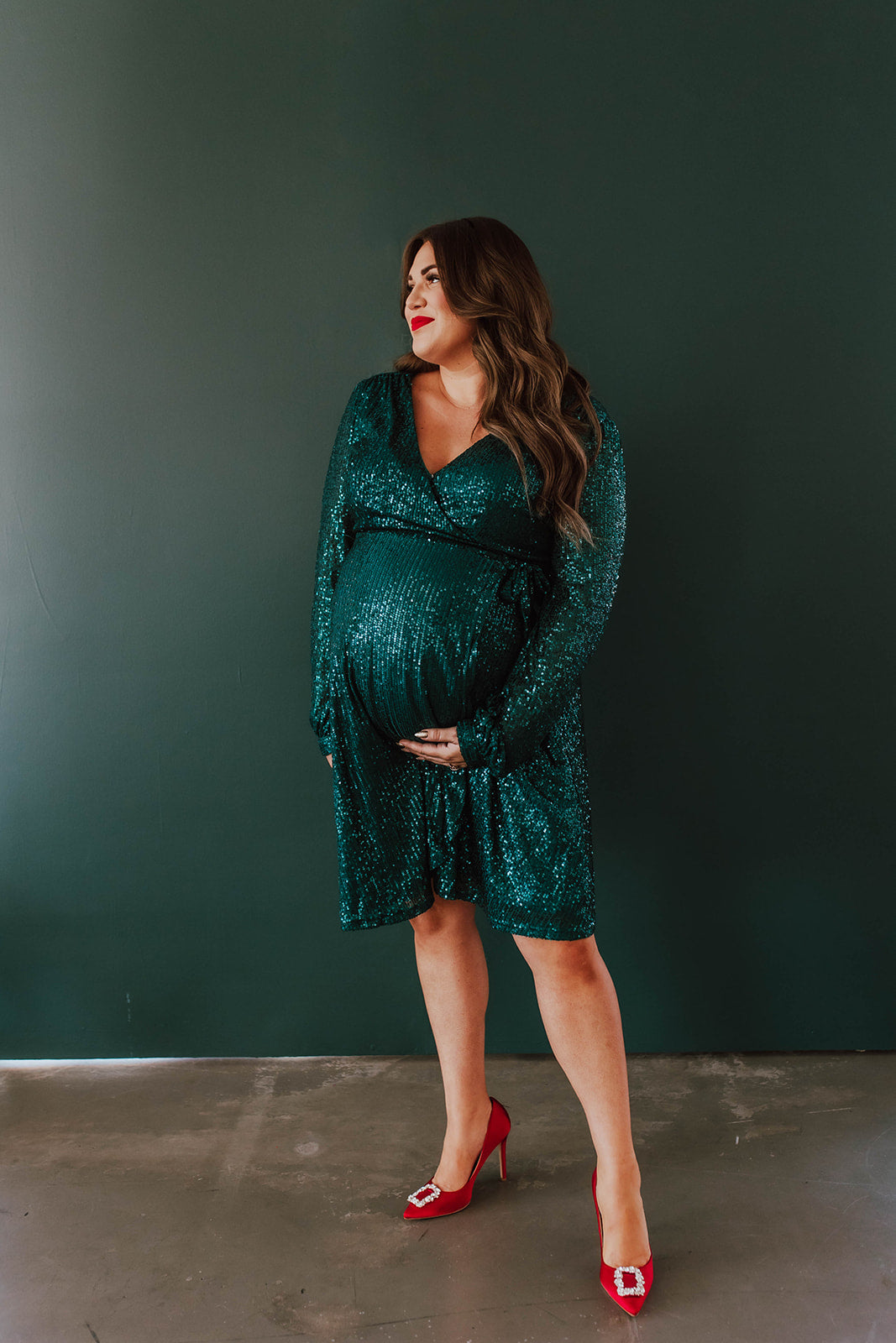 THE SPARKLY SEQUIN WRAP DRESS IN HUNTER GREEN BY SARAH TRIPP X PINK DESERT XXX-Large THE SPARKLY SEQUIN WRAP DRESS IN HUNTER GREEN BY SARAH TRIPP X PINK DESERT XXX-Large