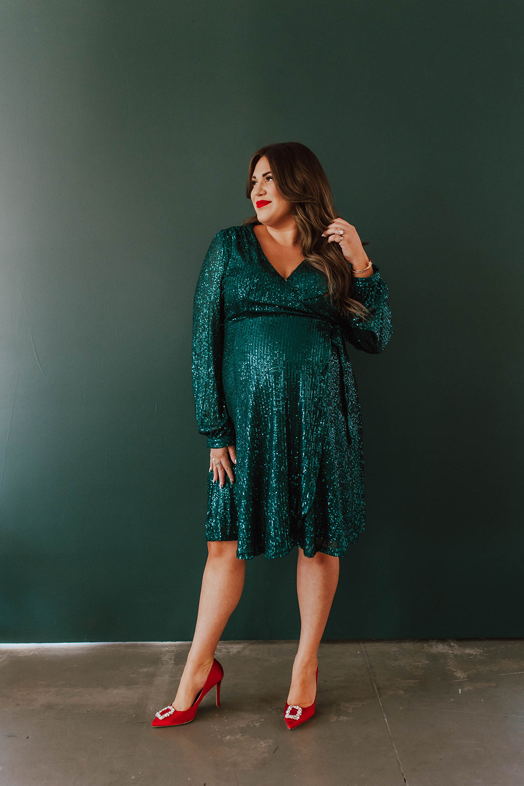 long sleeve sequin wrap dress Sequin Long Sleeve Wrap Dress Retail Therapy by The Collective