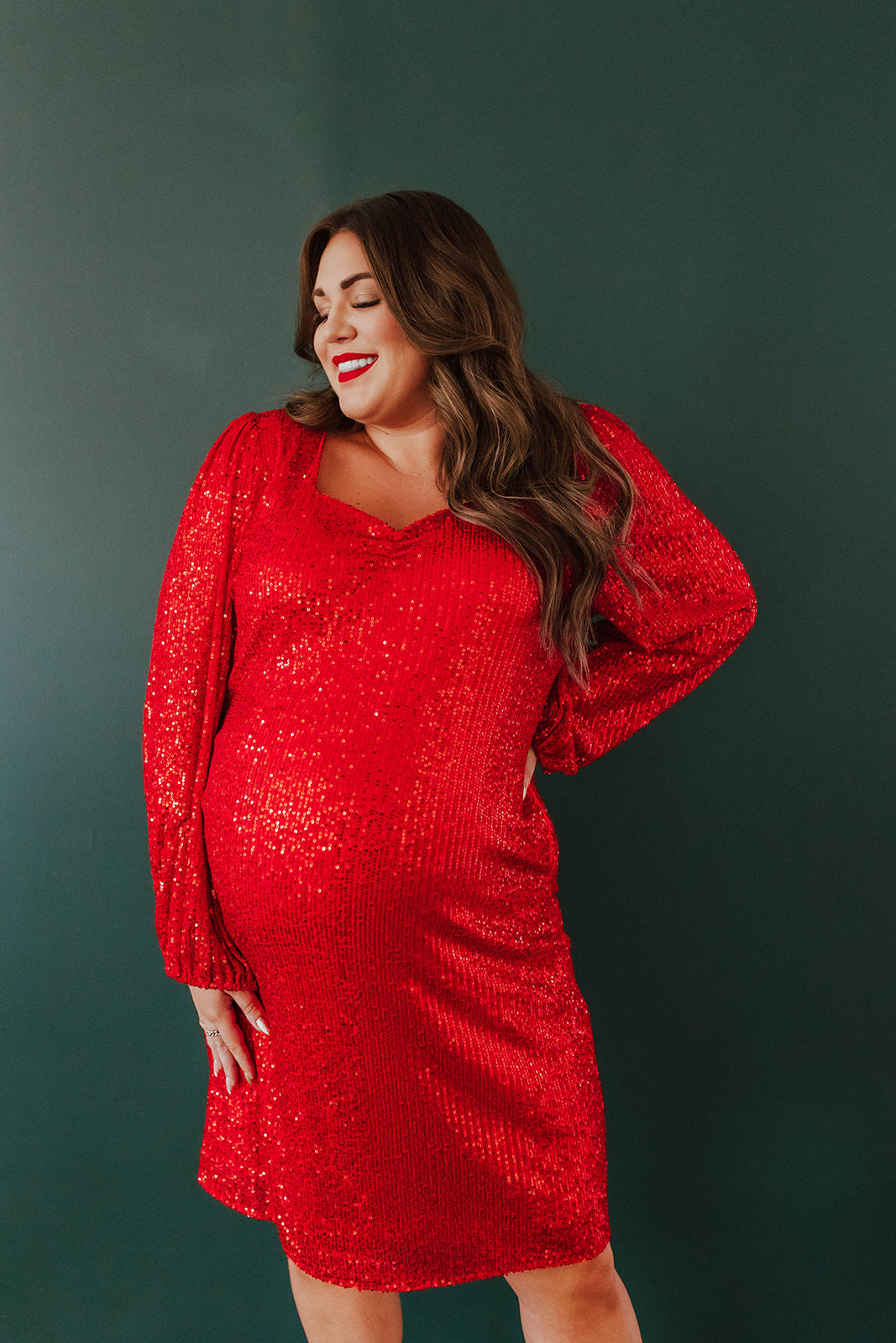 Plus size long red sequin dress clearance