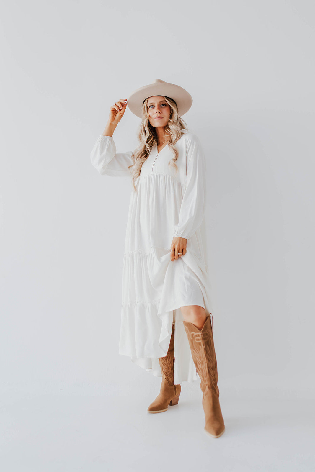 THE MASYN MAXI DRESS IN OFF WHITE
