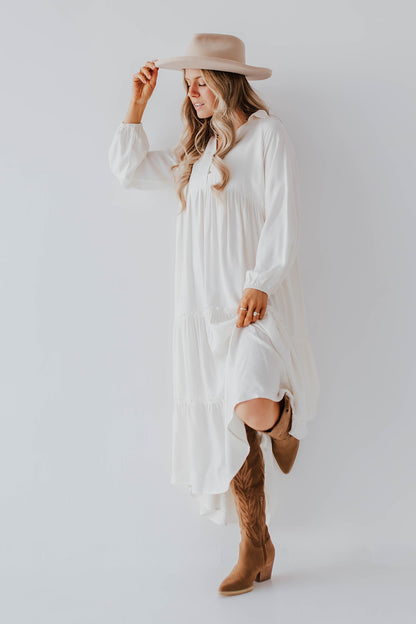 THE MASYN MAXI DRESS IN OFF WHITE